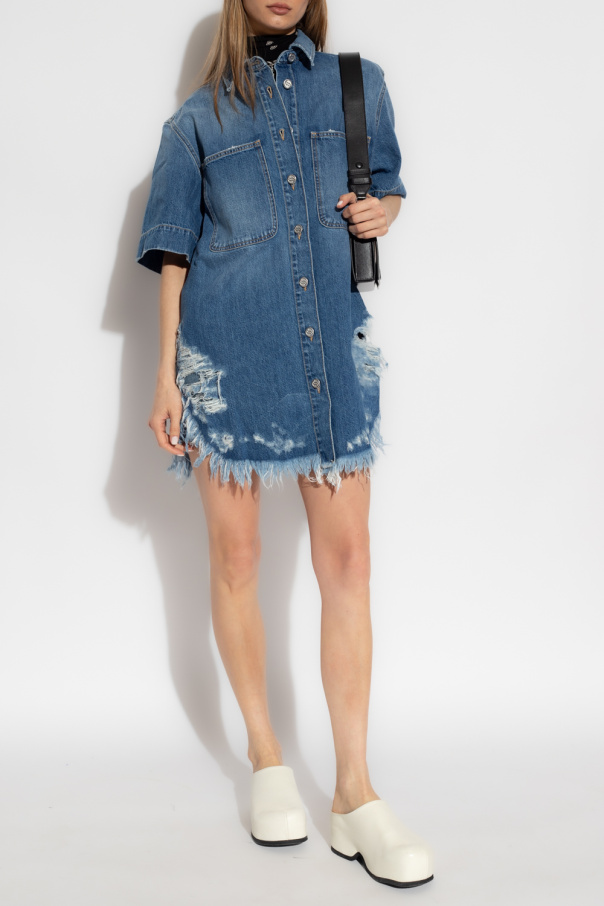 Stella McCartney｜デニムシャツ Stella McCartney Kids - Girls Blue Embroidered Denim Shirt